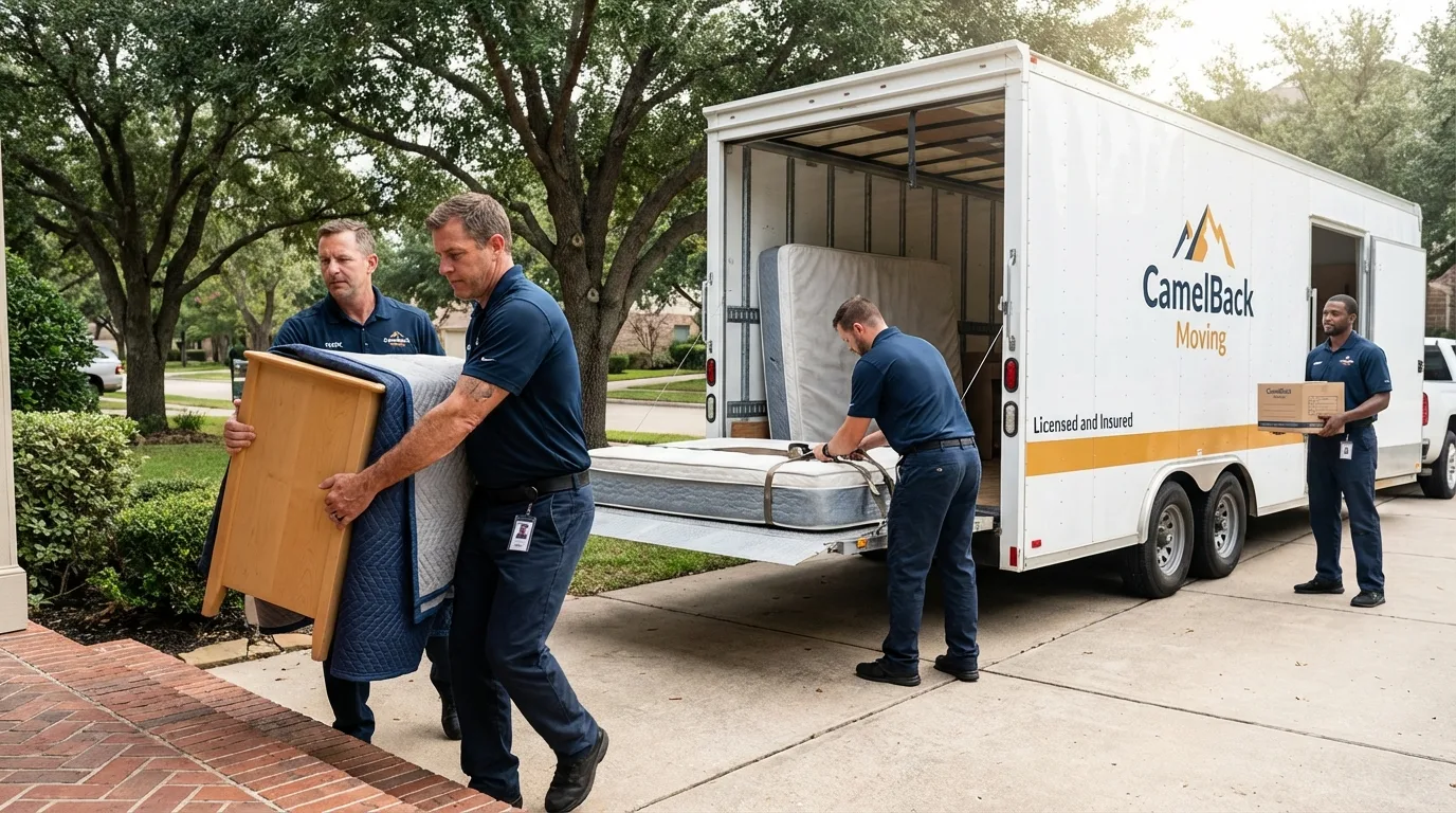 Crew loading residential truck for cross-state move from Johnson, VT